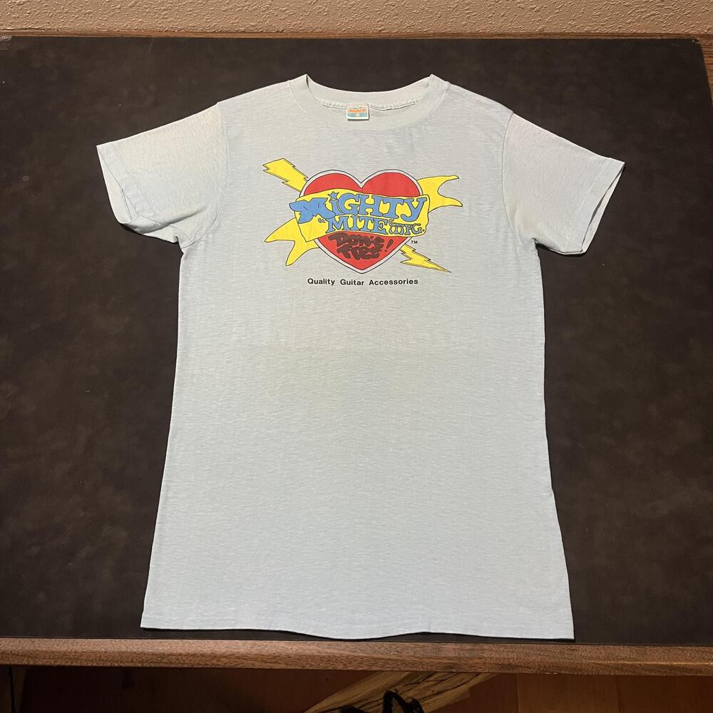 Vintage 1970s Guitar Shirt Mighty Mite DiMarzio Pickups Roach Music Accessories